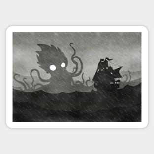 Rainy Ship & Kraken Sticker